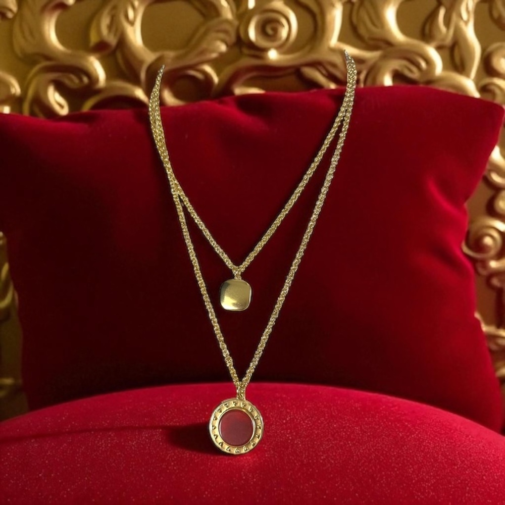 J. Crew Gold NWOT Layered Locket Charm Necklace - Picture 2 of 6